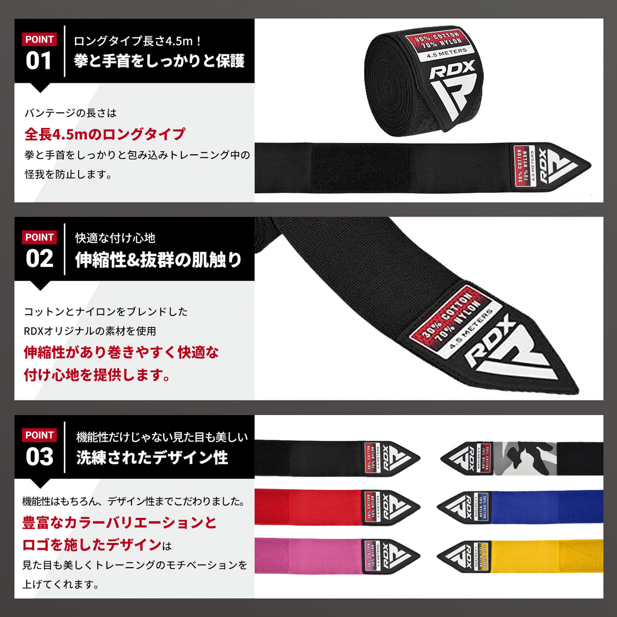 バンテージ スポーツ用品 adidas NEW 3.5M バンテージ（左右セット） - adidas 格闘技用品